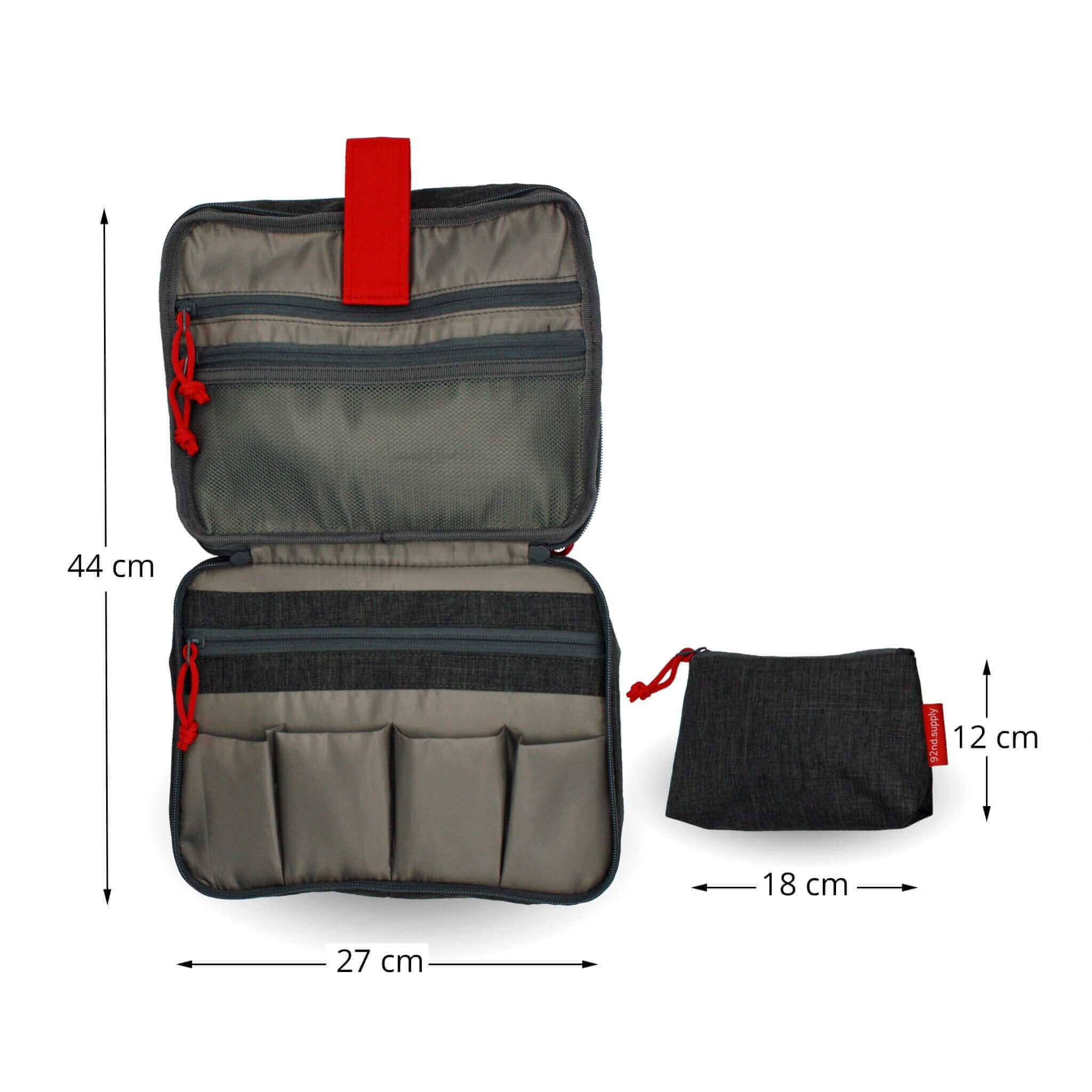 Women's toiletry bag with make-up bag, dark gray, brand 92nd.supply