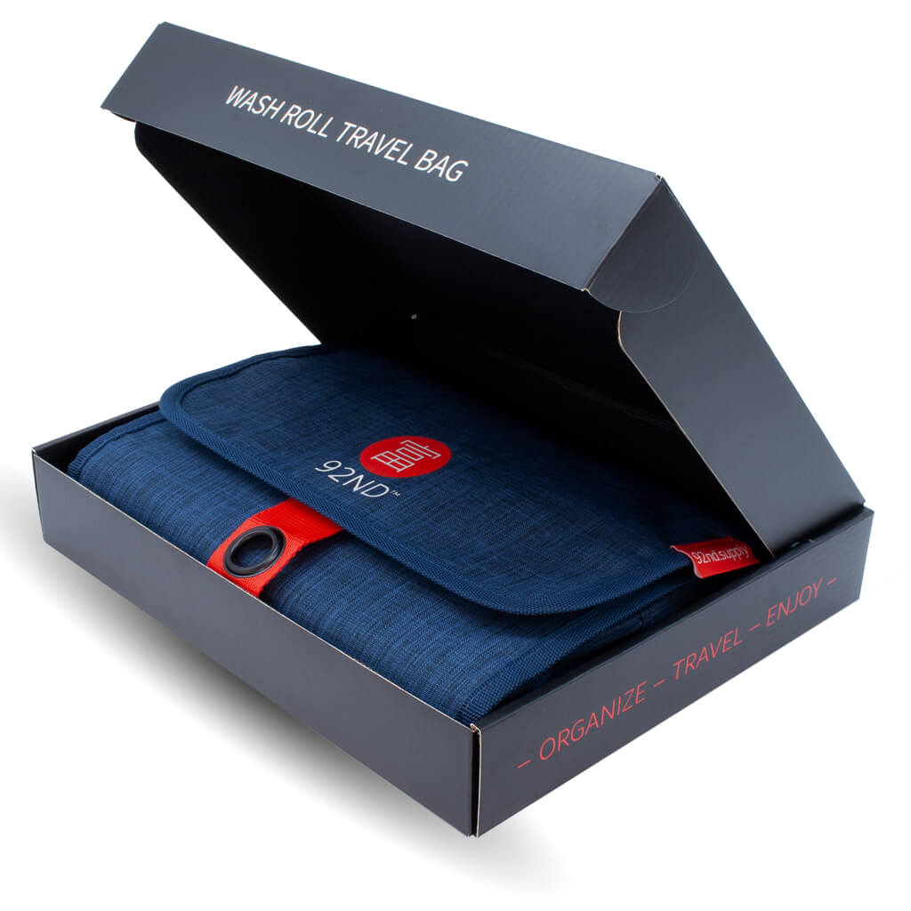 Ophangbare Toilettas Rol uit Hang op Blauw