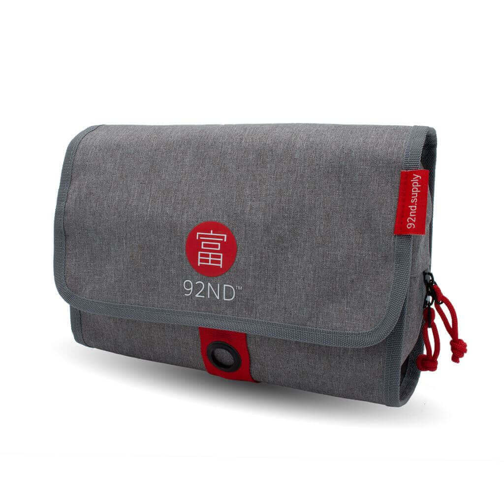 Hanging Toiletry Bag Grey, Multiple Zipped Compartments, Organized Packing.