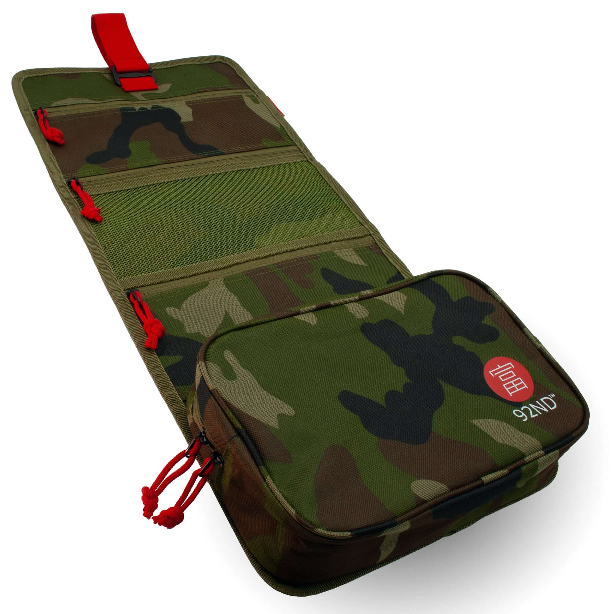 Hanging toiletry bag Washroll camouflage – open inside
